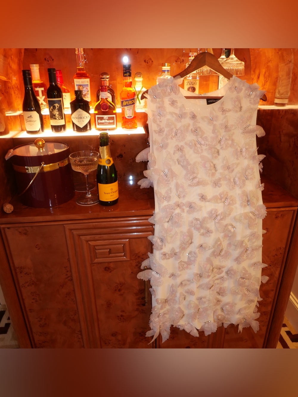 Cynthia Rowley Ivory Dress with 3D Floral Appliqués